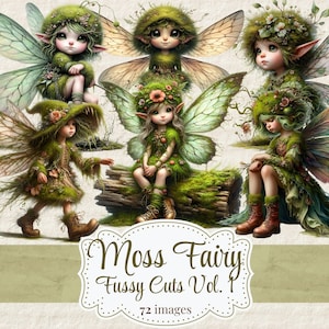 Moss Fairy Kieskeurig Cuts Sticker Forest Fairy Printables Enchanted Junk Journal Faerie Scrapbooking Card Making Digital Forest Fairy Efemere