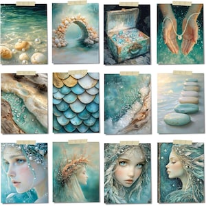 Mermaid Lagoon Junk Journal Pages – afdrukbare ephemera oceaan, onderwaterfantasie, kustscrapbooking (digitale download) afbeelding 11