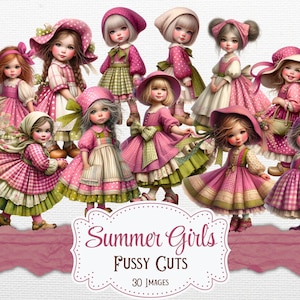 Imprimíveis para meninas de verão, cortes sofisticados, diário de lixo para meninas caprichosas, suprimentos para scrapbook, confecção de cartões, itens digitais de verão