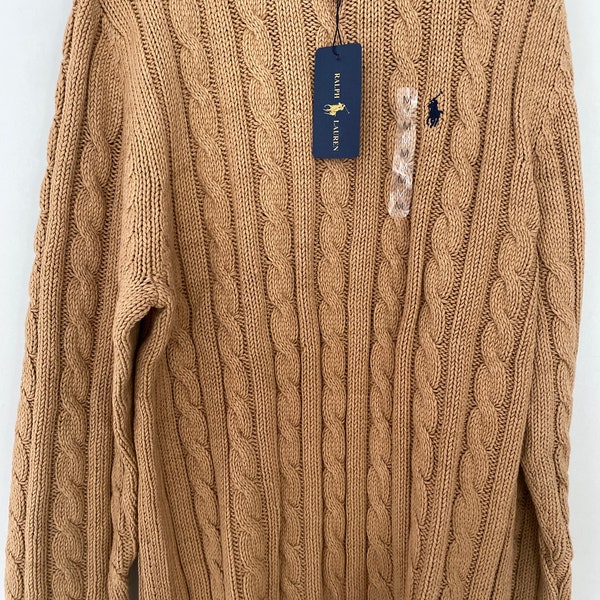 Ralph Lauren Cable-Knit beige Unisex Cotton Jumper Brand new Medium