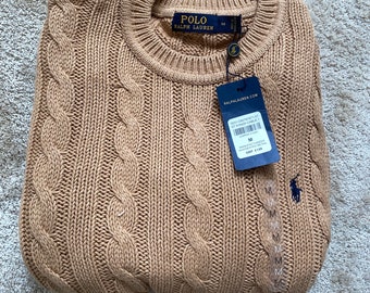 Ralph Lauren Cable-Knit beige Unisex Cotton Jumper Brand new Medium