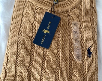 Sale! Ralph Lauren Cable-Knit beige Unisex Cotton Jumper Brand new XL
