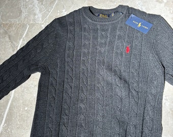 Sale! Ralph Lauren Cable-Knit Black Unisex Cotton Jumper Brand new Small