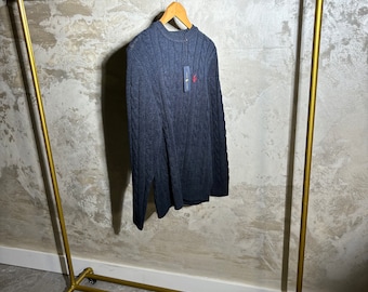 Ausverkauf! Ralph Lauren Zopfstrick-Pullover aus trockener Baumwolle in Marineblau, brandneu, Medium