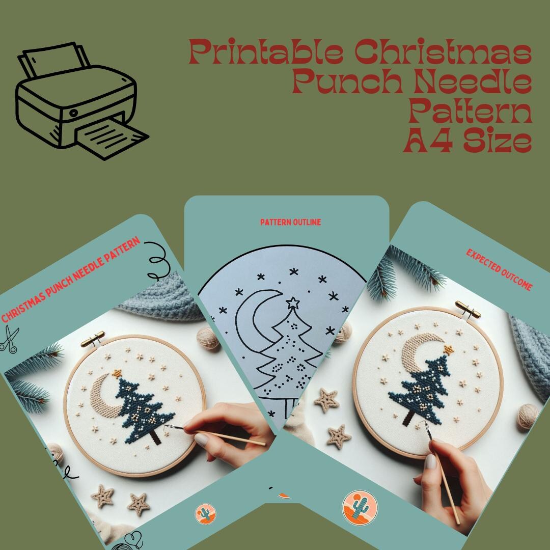 Printable Christmas Punch Needle Pattern (A4 Size) - Etsy