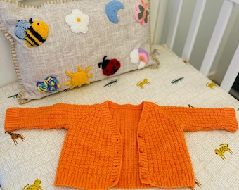 Handmade Crochet Baby Cardigan: Unisex Newborn Outfit