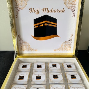Boite de chocolats personnalisés pour umrah,  Hajj
