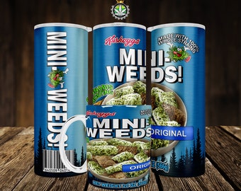Funny Mini-Weeds Stoner Tumbler Wrap PNG, Seamless Sublimation Design (Digital Download)