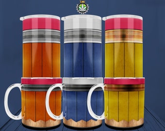 Pencil Tumbler Design: Teacher Sublimation PNG (Digital Download)
