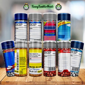 Fake Pills Tumbler: 20oz Sublimation Design, Seamless Wrap (PNG Digital File)