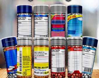 Fake Pills Tumbler: 20oz Sublimation Design, Seamless Wrap (PNG Digital File)
