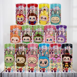Cute La-bu-bu Tumbler Wraps – 20oz PNG Bundle for Sublimation, Ka-wai Cartoon Cup Wrap for Kids Gift