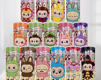 Cute La-bu-bu Tumbler Wraps – 20oz PNG Bundle for Sublimation, Ka-wai Cartoon Cup Wrap for Kids Gift