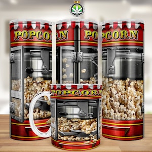 Popcorn Machine Tumbler Wrap: Seamless Design PNG (Digital File)