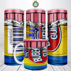 Chewing Gum Tumbler Wrap: Candy PNG Seamless Design (Digital Download)
