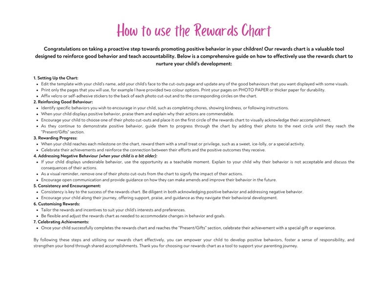 Rewards Progress Report Editable Rewards Chart Template - Etsy