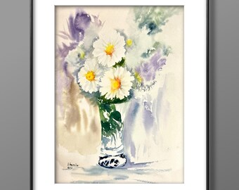 花瓶の花。オリジナル水彩画 446 - Etsy 日本