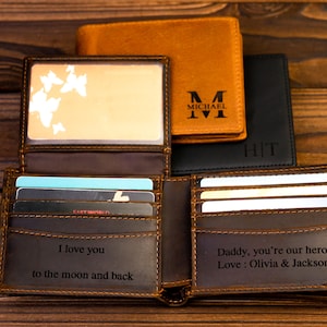 Personalized Wallet,Mens Wallet,Engraved Wallet,Groomsmen Wallet,Leather Wallet,Custom Wallet,Boyfriend Gift for Men,Father Day Gift for Him