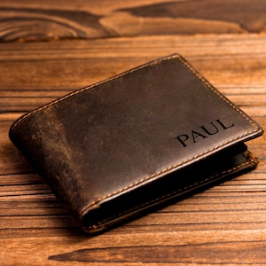 Cartera personalizada, cartera para hombre, cartera grabada, cartera para padrinos de boda, cartera de cuero, cartera personalizada, regalo para novio, regalo para el Día del Padre.