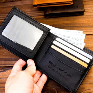 Cartera personalizada, cartera para hombre, cartera grabada, cartera para padrinos de boda, cartera de cuero, cartera personalizada, regalo para novio, regalo para el Día del Padre.