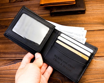 Personalized Wallet,Mens Wallet,Engraved Wallet,Groomsmen Wallet,Leather Wallet,Custom Wallet,Boyfriend Gift for Men,Father Day Gift for Him