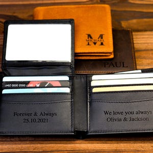 Anniversary Gift for Him,Personalized Wallet,Mens Wallet,Engraved Wallet,Leather Wallet,Custom Wallet,Boyfriend Gift for Men,Gift for Dad