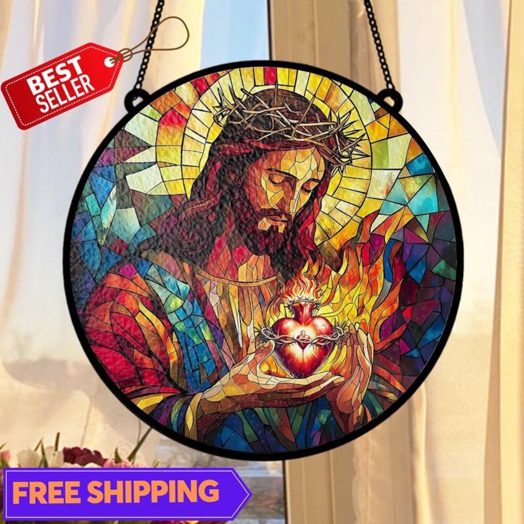 5x7 Glass Sacred Heart main image 0