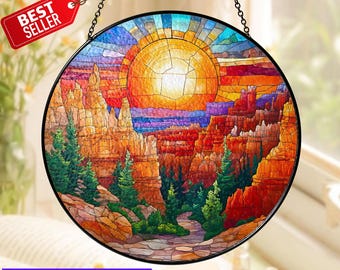 Mountain Art Glass Suncatcher, Mountain Range Window Hangings, Mountain Lover Gift, Natural Suncatcher Decor, Wall Hanging Decor