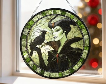 Disney Villains Glass Suncatcher, Disney Witches Suncatcher, Window Hangings