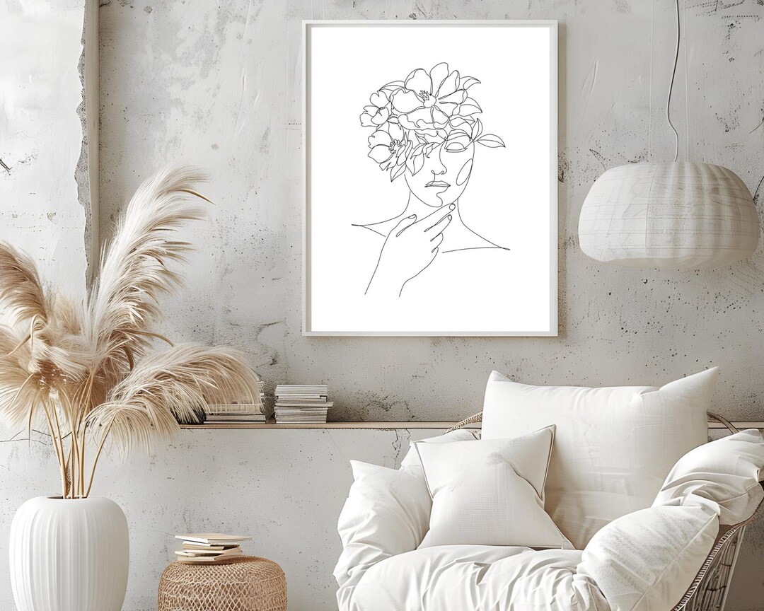 Minimalist Woman Line Art Print: Modern Feminine Decor (digital ...