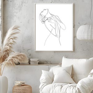 Woman Line Drawing Art Print, Minimalist Feminine One Line Wall Home Decor, Female Body Print Poster, Modern Body Line Art, Digital Download
