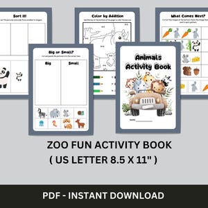 Animal Activity Printable, Toddler Learning Binder, Preschool Activities Homeschool Resources, Montessori Materials, Kids Quiet Book Digital
