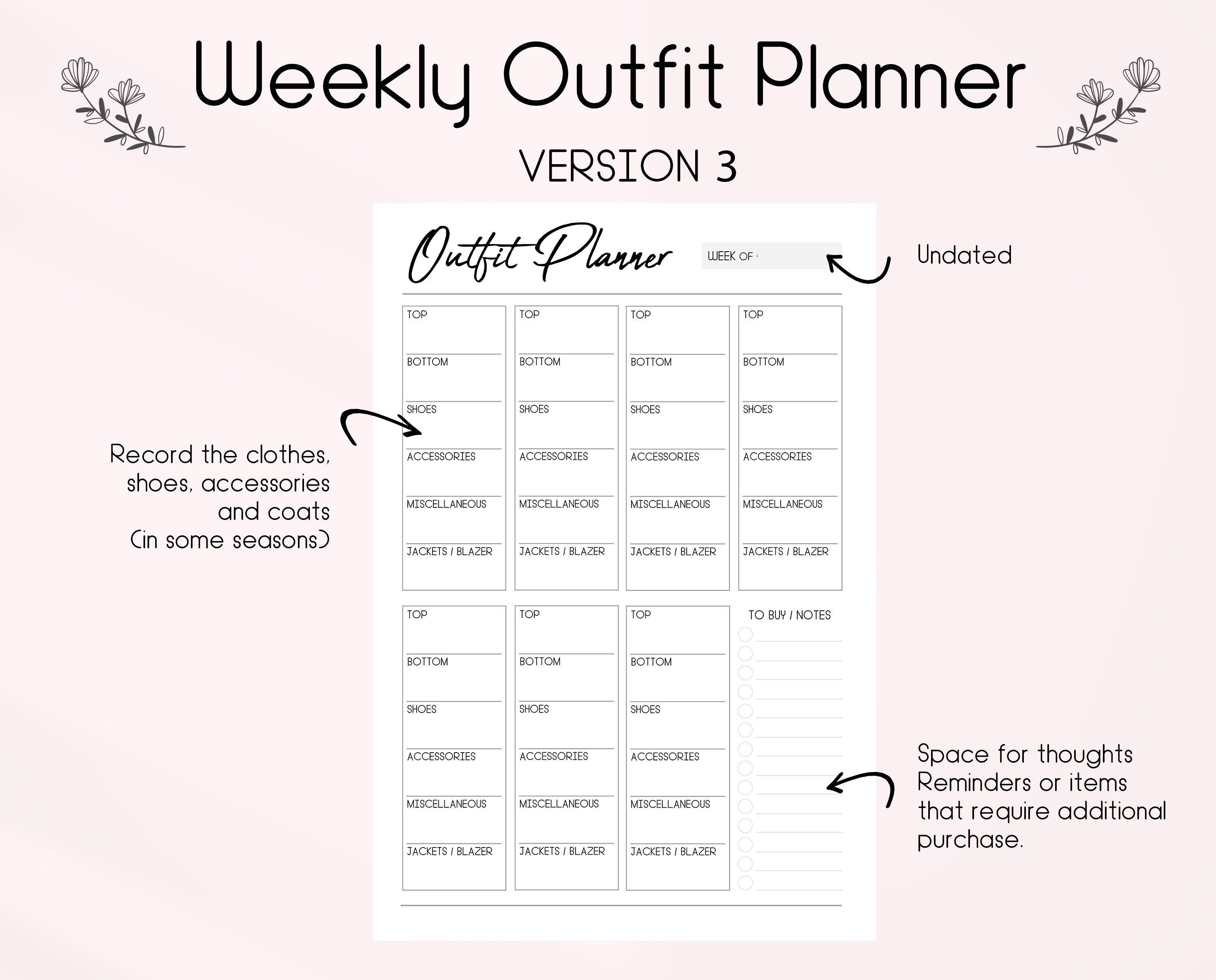 Groom's Wedding Wardrobe Template