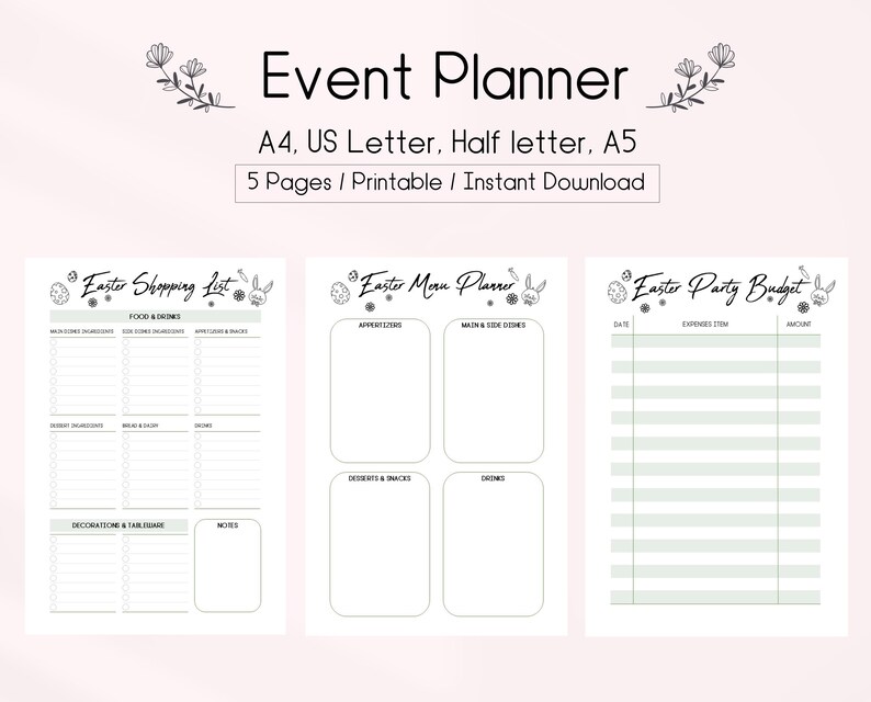 Paasdinerplanner | Menu, budget en checklist (afdrukbare pdf-set) afbeelding 3