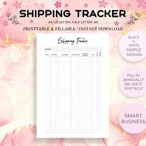 Small Business Versand-Tracker Log Blatt | Etsy Verkäufer Planer Einlage (digitaler Download)