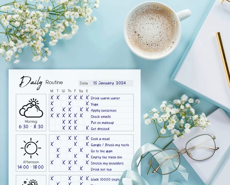 Daily Routine Tracker Printable, ADHD Routine Checklist, Habit Tracker ...