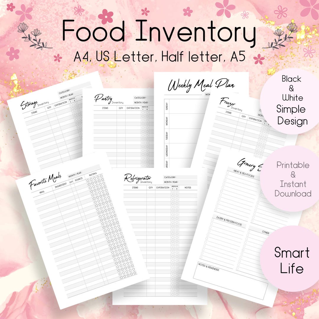 Kitchen Inventory & Meal Planner Printable Set | Food Organization ...