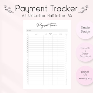 Payment Tracker and Client Payment History Log, Ideal for Small Business, Simplify Your Business Finances, PDF Download Digital Planner