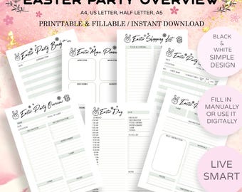 Paasfeestplanner afdrukbare bundel | Menu, planning, budget (digitale download)