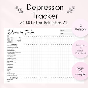 Depression Tracker Printable, Mental Health Mood Journal, Anxiety Tracker, Emotional Health Templates, PDF Download Digital Planner