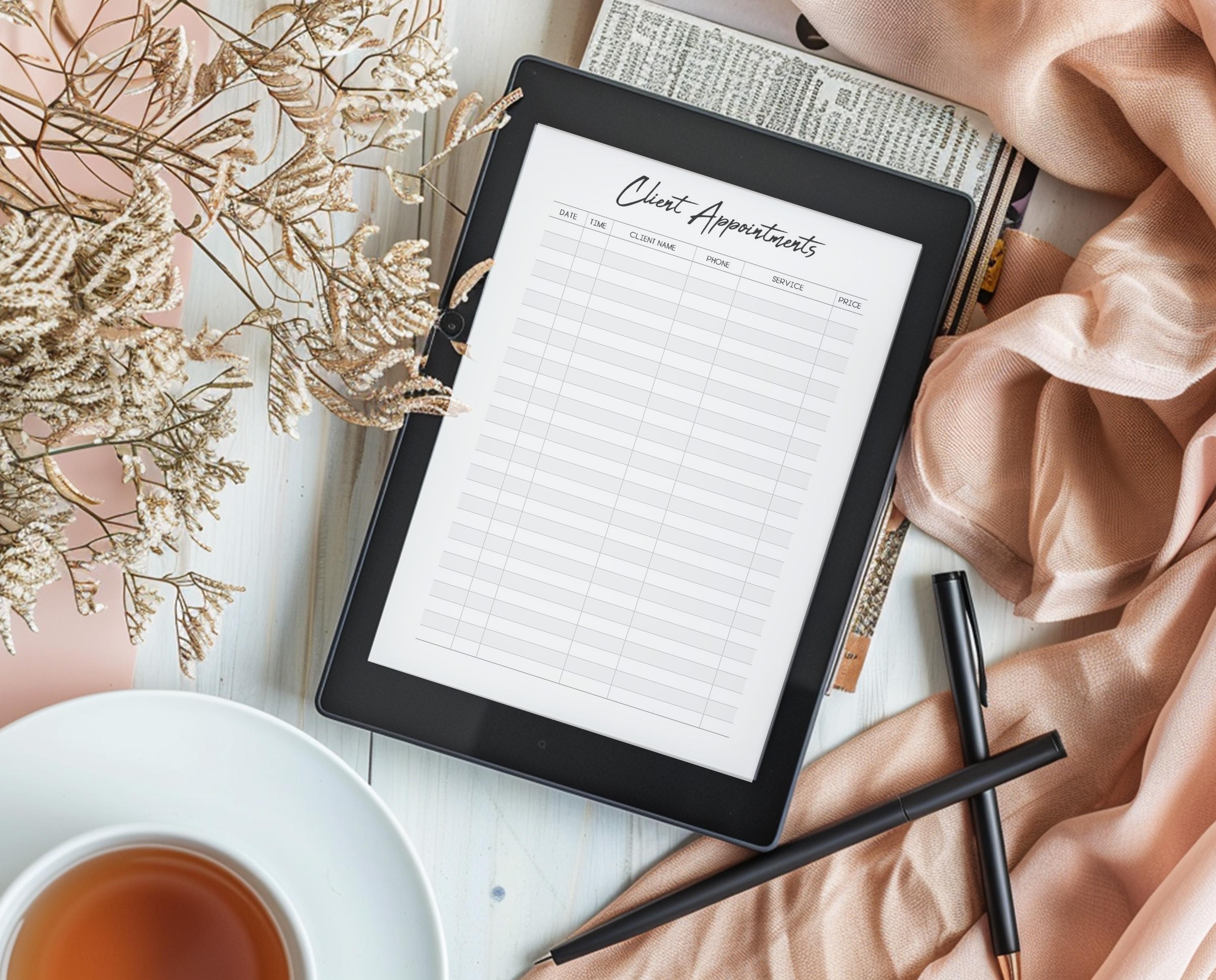 Client Appointment Tracker Printable | Appointment Log Book Sheet ...