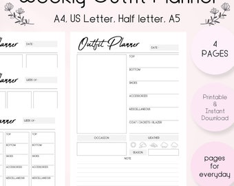 Capsule Wardrobe Planner Templates: Weekly Outfit Planner (PDF Download)