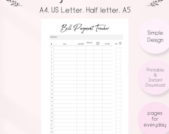 Bill Payment Tracker: Small Business Client Payment Log (PDF Download)