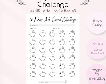 30 Day No Spend Challenge Printable: Budget Planner (PDF Download)