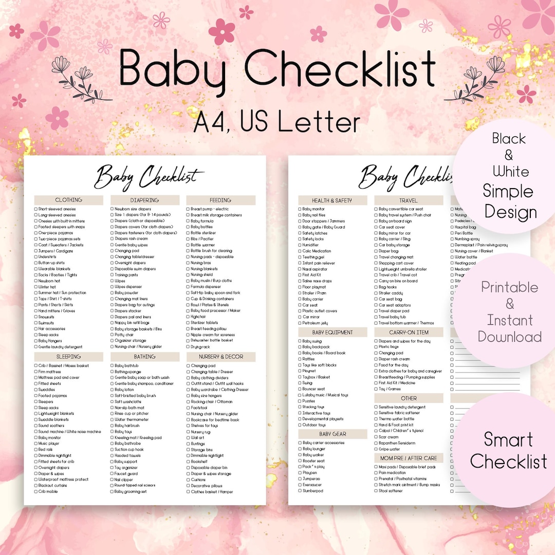 Queen Baby Checklist.pdf Printable Baby Checklist | Newborn Hospital & Home Essentials | Nursery ...