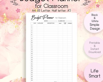 Classroom Budget Planner Template, Printable Teacher Expense Tracker, Monthly School Budget Sheet, Minimalist Budget Organizer, Editable PDF