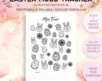 Pasen Mood Tracker afdrukbaar | Kleurplanner voor geestelijke gezondheid (A4-pdf)