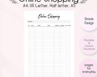 Online Shopping Tracker Printable: Order List Template (PDF Download)