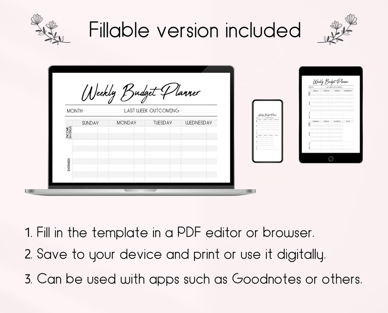 Weekly Finances Template.pdf Weekly Budget Planner Printable: Financial Savings Tracker (PDF ...