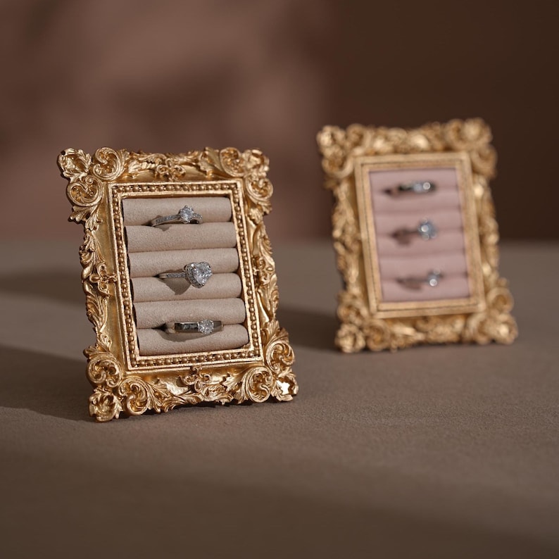 Vintage Style Ring Holder Lavender Jewelry Display Frame Diamond Holder Photography Prop Wedding Flat Lay Engagement Gift For Her Daughter